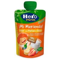 Piure Desert Bio cu Banane, Capsuni si Iaurt, +12luni, 100g, Hero Baby