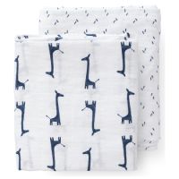 Scutece Paturici muselina BBC organic Girafa Blue, 2 buc, 120x120cm, Fresk