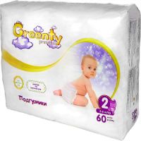 Scutece Premium Greenty pentru piele sensibila, Nr. 2, 3-6 kg, 60 bucati, Trade Way
