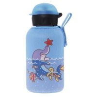 Termos Hit inox cu ventil Sport capac cu filet si husa neopren, Delfinas, 350 ml, Laken