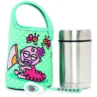 Termos pentru mancare solida, husa din neopren si lingurita Drink Life, Flamenco, 500 ml, Laken