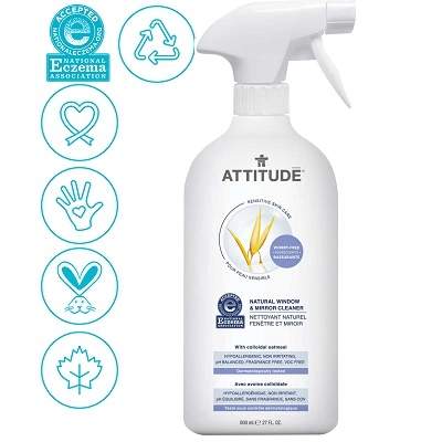 Solutie de geamuri si oglinzi Sensitive Skin, 800ml, Attitude