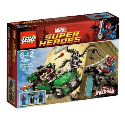 Spider-Man urmarirea cu Spider-Cycle Super Herdes, 6-12 ani, L76004, Lego