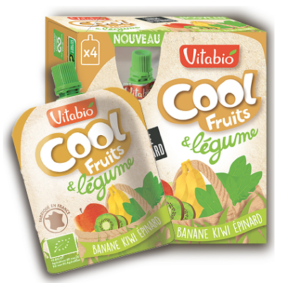 Suc Bio de banana, kiwi si spanac, 4 x 90 g, VitaBio