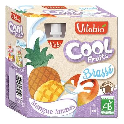 Suc organic de mango, ananas si iaurt, 4x85 g, Vitabio