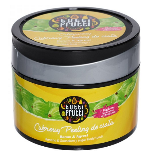 Sugar scrub Banane si Agrise Tutti Frutti, 300 ml, Farmona