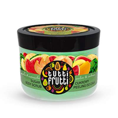 Zahar de baie pentru corp, cu aroma de pepene, Tutti Frutti, 300 g, Farmona