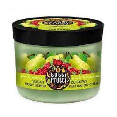 Exfoliant cu cristale de zahar pentru corp cu pere si merisoare, Tutti Frutti, 300 g, Farmona