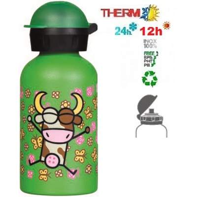 Termos inox cu ventil Sport Hit, Verde, 350 ml, Laken