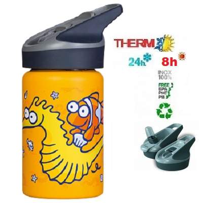 Termos inox cu capac automat Jannu, Calut de Mare, 350 ml, Laken