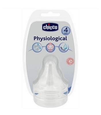 Tetina physiologica silicon cu sistem avansat anti-colici, cu  flux rapid, 4 luni, 2 buc, 20845-7, Chicco