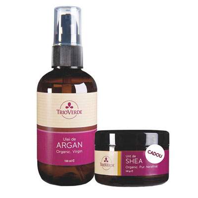 Ulei de Argan virgin 100 ml + Cadou unt de shea 100 g, Trio Verde