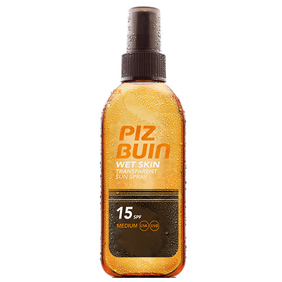 Ulei spray pentru bronzare SPF 15 Wet Skin Transparent, 150 ml, Piz Buin