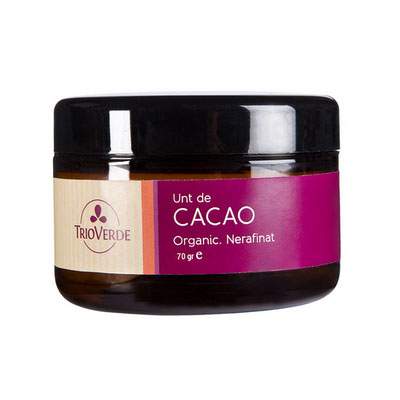 Unt de cacao organic nerafinat, 70 g, Trio Verde