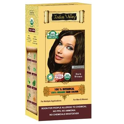 Vopsea de par 100% vegetala bio, nuanta Dark Brown, Indus Valley