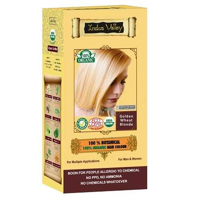 Vopsea de par 100% vegetala bio, nuanta Golden Wheat Blonde, Indus Valley