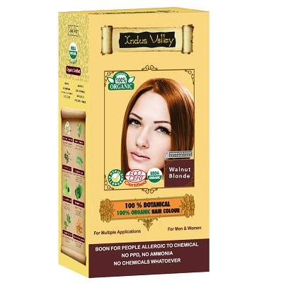 Vopsea de par 100% vegetala bio, nuanta Walnut Blonde, Indus Valley