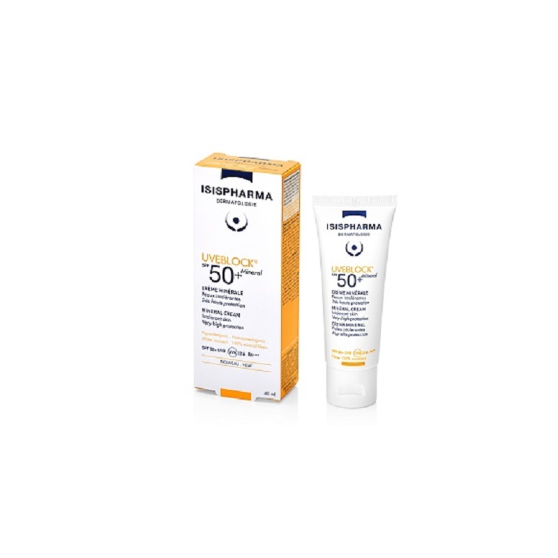 Crema cu protectie solara UVEBLOCK SPF 50+ Mineral, 40 ml, Isis Pharma