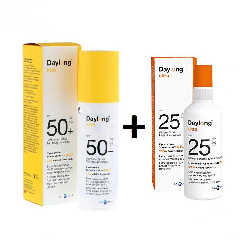 Daylong Kids Lotiune Lipozomala cu SPF 50, 150 ml + Daylong Ultra cu SPF 25 150 ml, Galderma