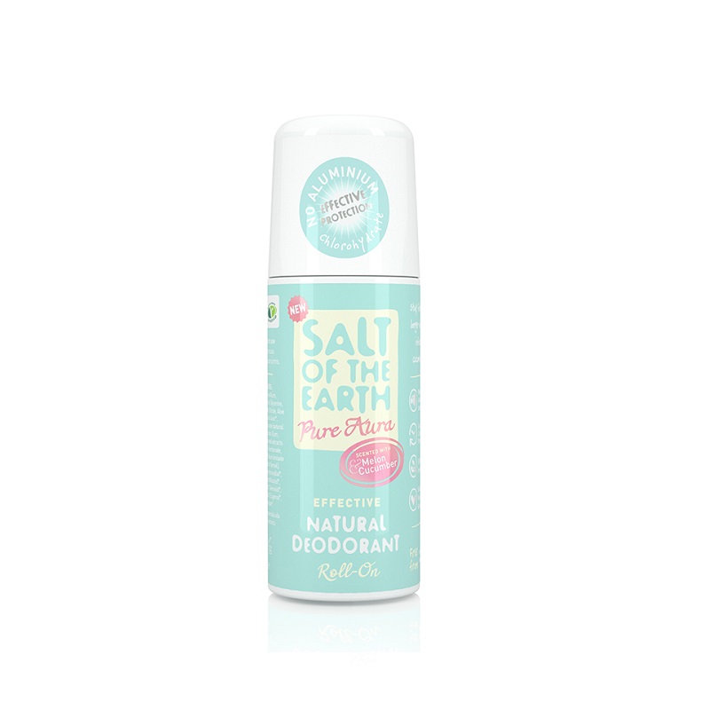 Deodorant Roll On, Salt Of The Earth, Pure Aura, cu Pepene si castravete, 75 ml, Crystal Spring