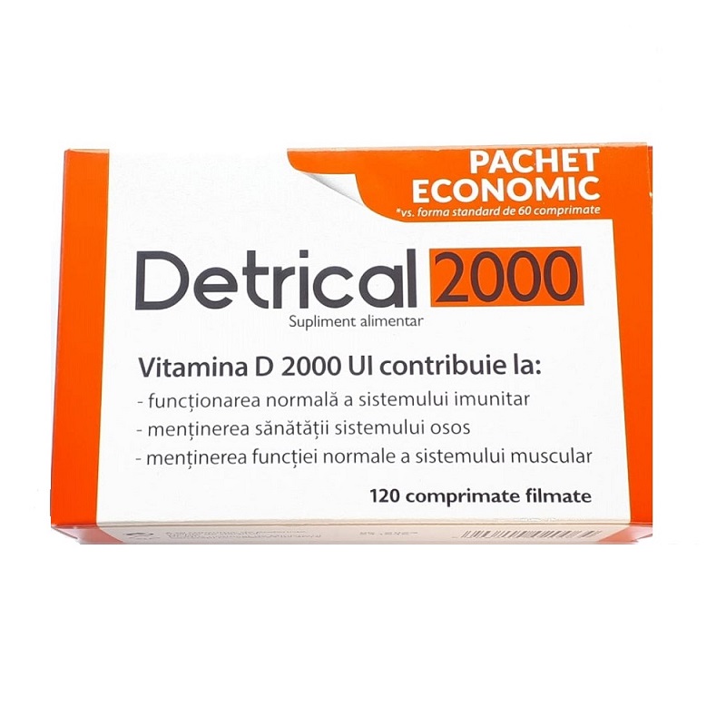 Vitamina D3 Detrical, 2000UI, 120 comprimate filmate, Zdrovit