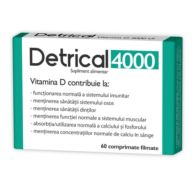 Vitamina D3 Detrical, 4000UI, 60 comprimate, Zdrovit