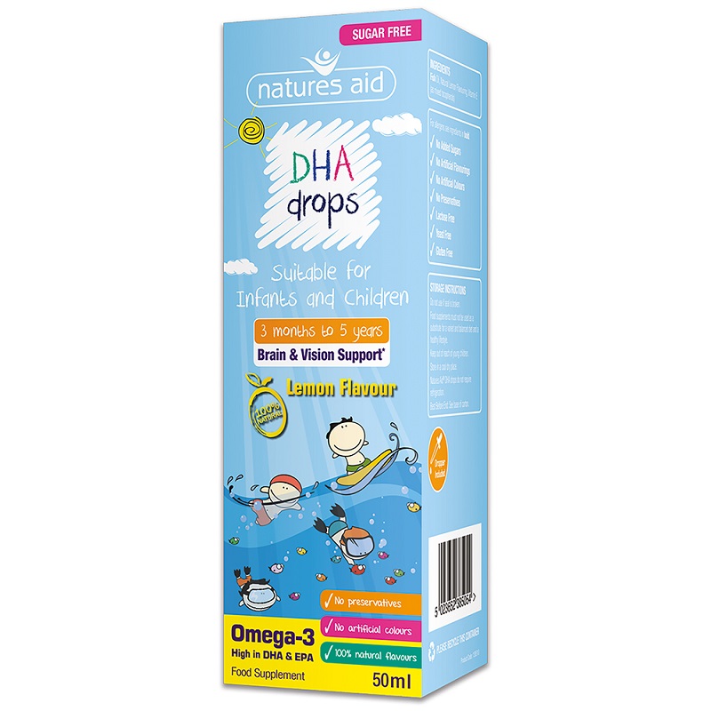 DHA Omega 3 Drops, 50 ml, Natures Aid