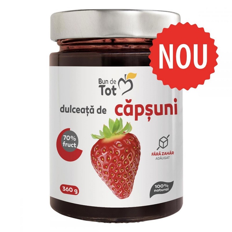 Dulceata de capsuni fara zahar, 360 gr, Dacia Plant