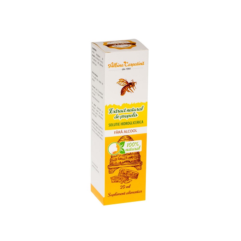 Extract natural de propolis fara alcool, 20 ml, Albina Carpatina