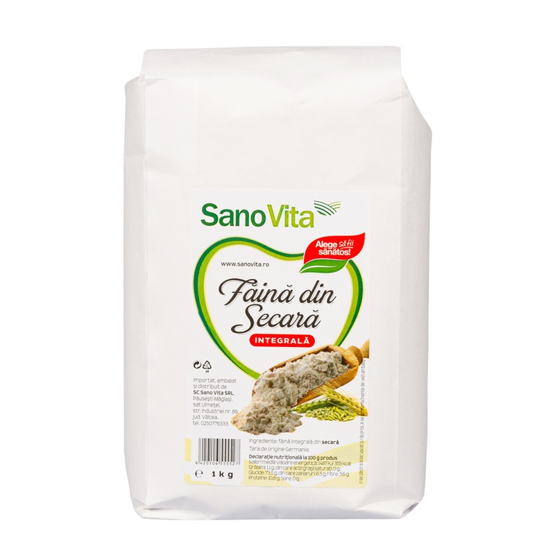 Faina integrala de secara, 1 kg, Sanovita