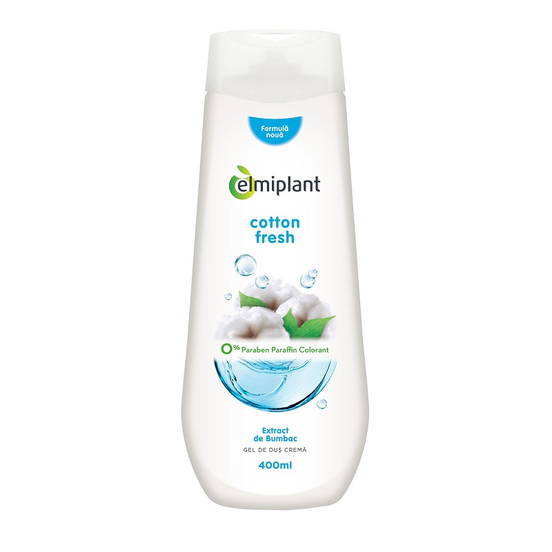 Gel de dus crema cu extract de bumbac, Cotton Fresh, 400 ml, Elmiplant