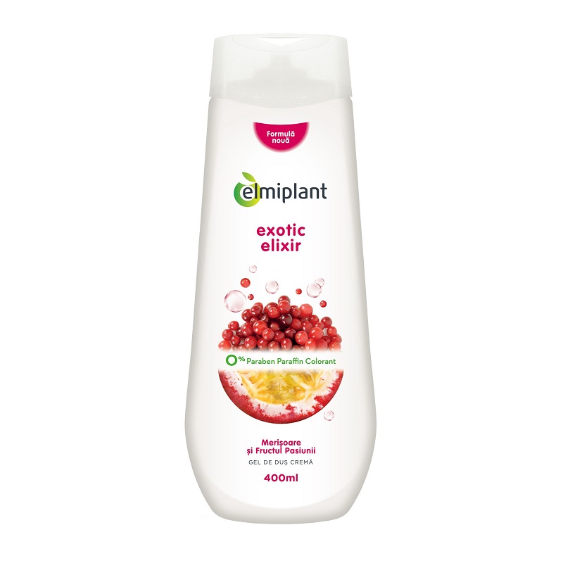 Gel de dus crema cu merisor si fructul pasiunii Care Moments Exotic Elixir, 400 ml, Elmiplant