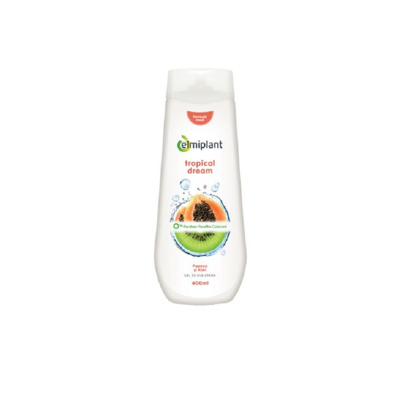 Gel de dus crema Tropical Dream Papaya si Kiwi, 400 ml, Elmiplantn