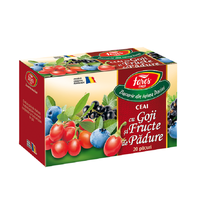 Ceai cu goji si fructe de padure Aromfruct, 20 plicuri, Fares