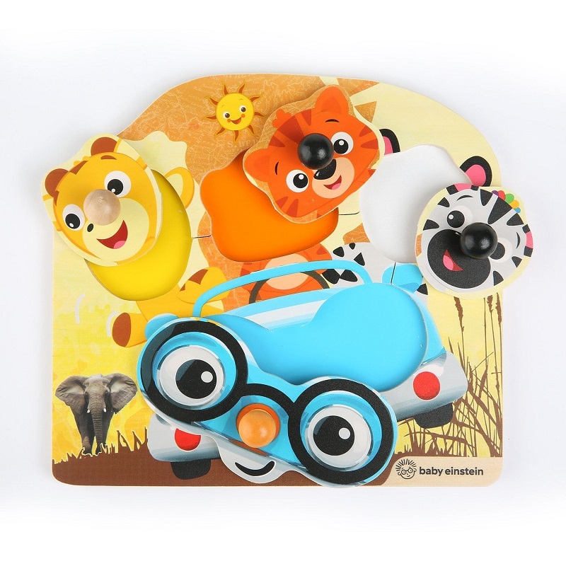 Jucarie de lemn Hape Friendly Safari Faces Puzzle, Baby Einstein