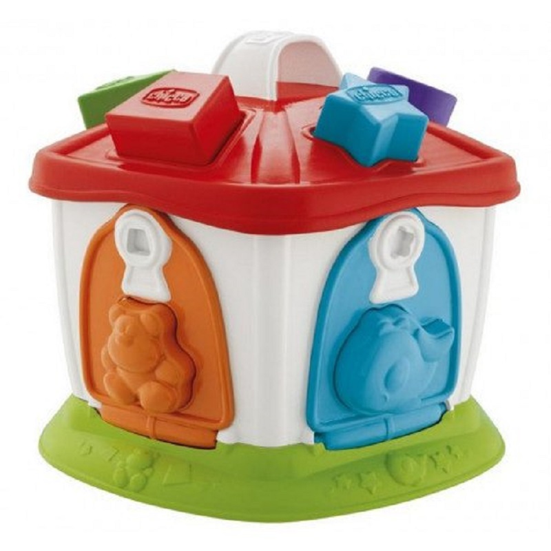 Jucarie educativa 2 in 1, Casuta cu animale si forme geometrice, 1-4 ani, 09610, Chicco