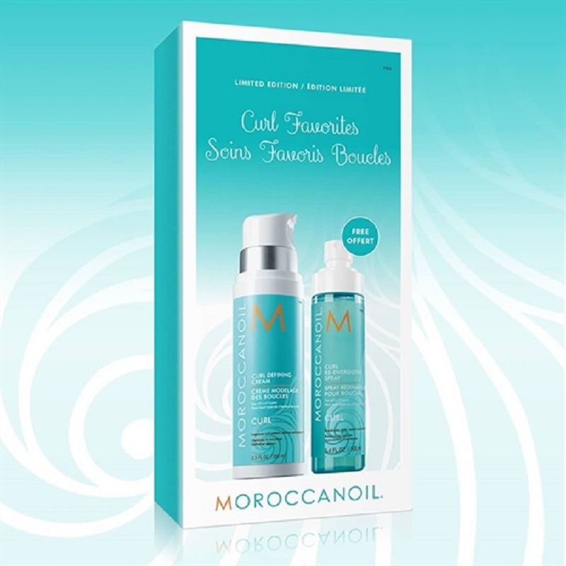 Kit pentru par cret sau ondulat, Crema pentru definirea buclelor 250 ml + Spray pentru energizarea buclelor 160 ml, Moroccanoil