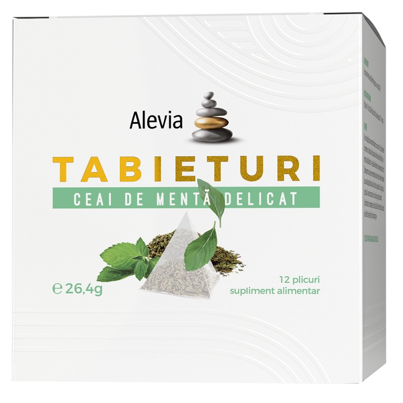 Tabieturi ceai de menta delicat, 12 plicuri, Alevia