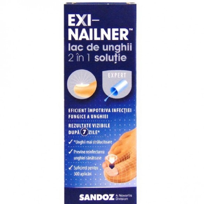 Lac de unghii 2 in 1 Exi-nailner, 5 ml, Sandoz