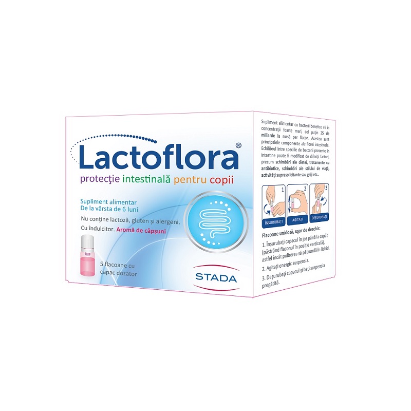 Lactoflora protectie intestinala pentru copii, 5 flacoane x 7 ml, Stada