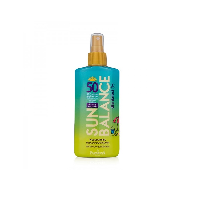 Lapte de plaja cu SPF 50, rezistent la apa, pentru copii 1 an+, 150 ml, Sun Balance, 04425, Farmona