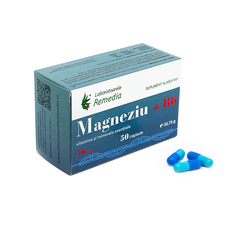 Magneziu cu B6 50mg, 50 capsule, Remedia