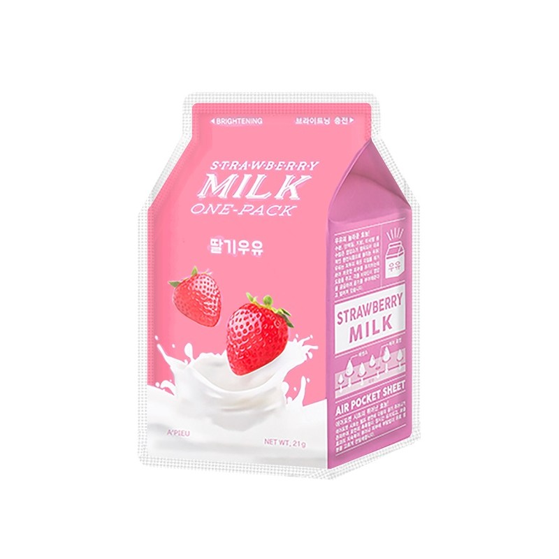 Masca faciala pentru ten radiant Strawberry Milk, 21 g, Apieu