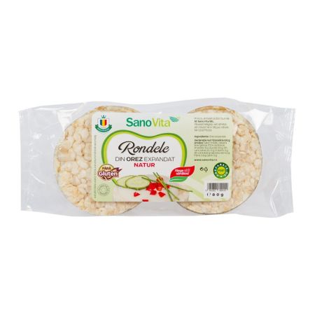 Rondele din orez expandat, 80 g, Sanovita