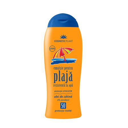 Emulsie pentru plaja rezistenta la apa, cu ulei de catina SPF 50, 200 ml, Cosmetic Plant