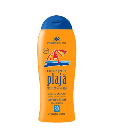 Emulsie pentru plaja rezistenta la apa cu ulei de catina SPF 30, 200 ml, Cosmetic Plant