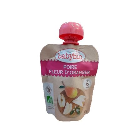 Piure Pouch Bio din pere si flori de portocal, 90 g, Babybio