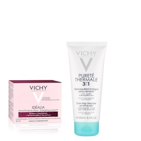 Oferta pachet Crema de zi energizanta Idealia 50ml + Demachiant 3 in1 Purete Thermale 100ml, Vichy