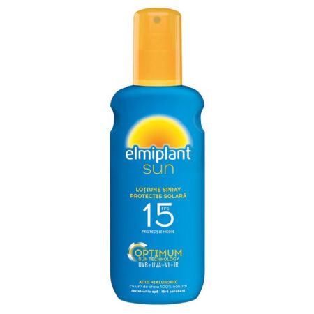 Lotiune spray pentru protectie solara cu unt de shea, SPF 15, 200 ml, Elmiplant