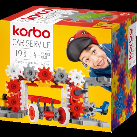 Joc educativ Car Service, Gandeste, Construieste, Roteste, 119 piese, Korbo